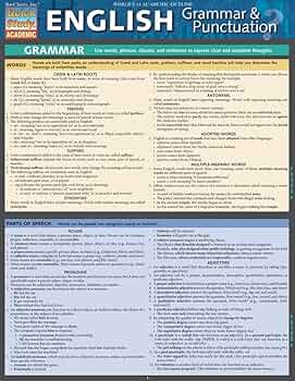 English Grammar & Punctuation QuickStudy Laminated Reference